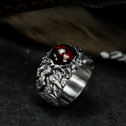 Lava Eruption Ring ¨C Handmade 925 Silver Magma Stone Claw Band