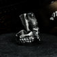 Cracked Skull Ring with Demonic Horns ¨C 925 Sterling Silver Handmade
