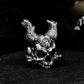 Cracked Skull Ring with Demonic Horns ¨C 925 Sterling Silver Handmade