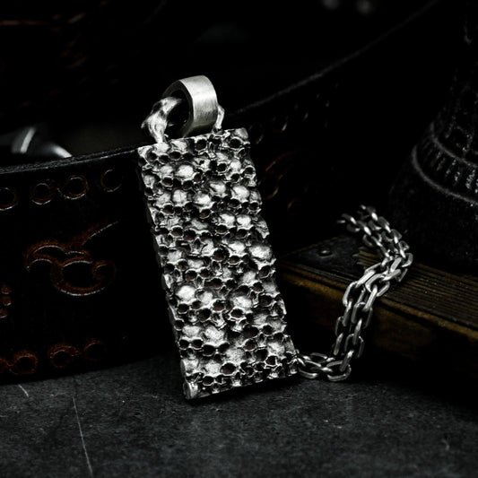 Cemetery Dog Tag Pendant - 925 Silver Handmade