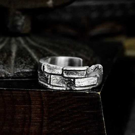 Broken Brick Wall Ring - 925 Silver Handmade
