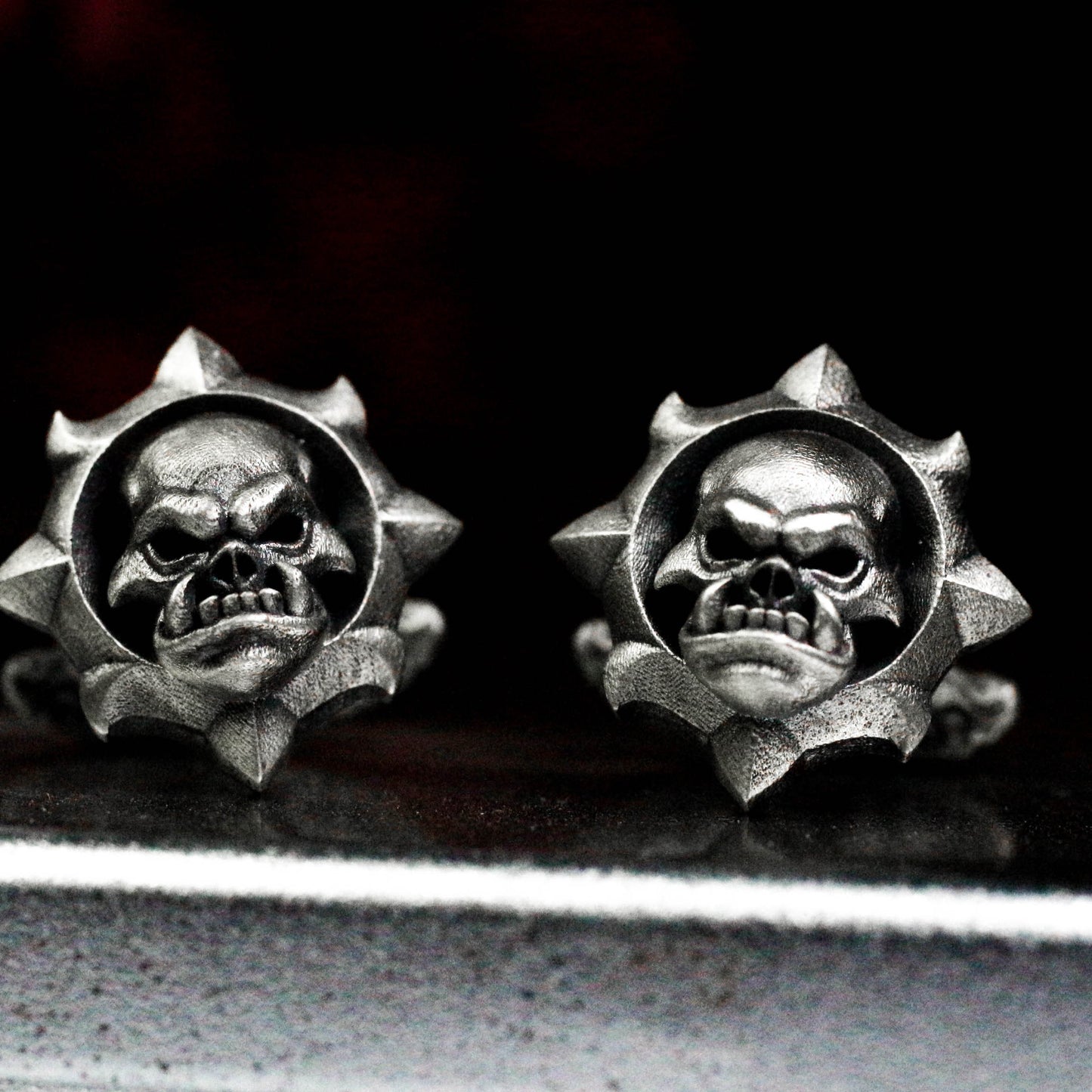 Orc Skull Emblem Cufflinks - 925 Silver Handmade