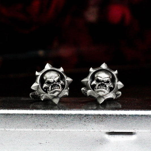 Orc Skull Emblem Cufflinks - 925 Silver Handmade