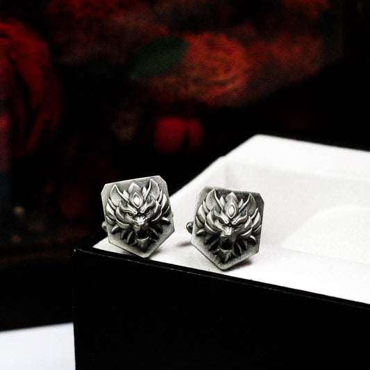 Wolf Leader Cufflinks - Animal Style - 925 Sterling Silver Handmade