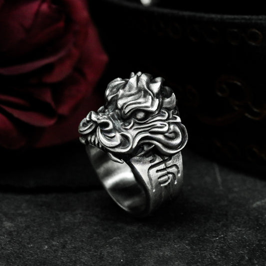 Kirin Beast Ring ¨C Handmade 925 Silver Chinese Guardian Unicorn Band