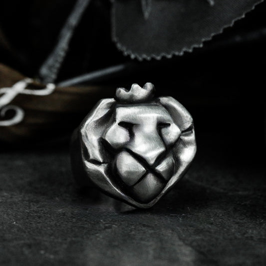 Cartoon Lion Ring ¨C Handmade 925 Silver Fun Jungle King Band