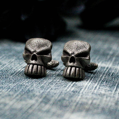 Giant Spirit Skull Cufflinks, Fierce Design - 925 Sterling Silver Handmade