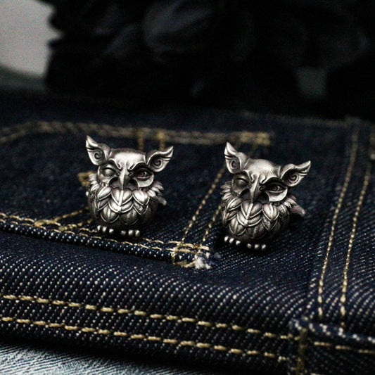Elegant Owl Cufflinks - 925 Silver Handmade