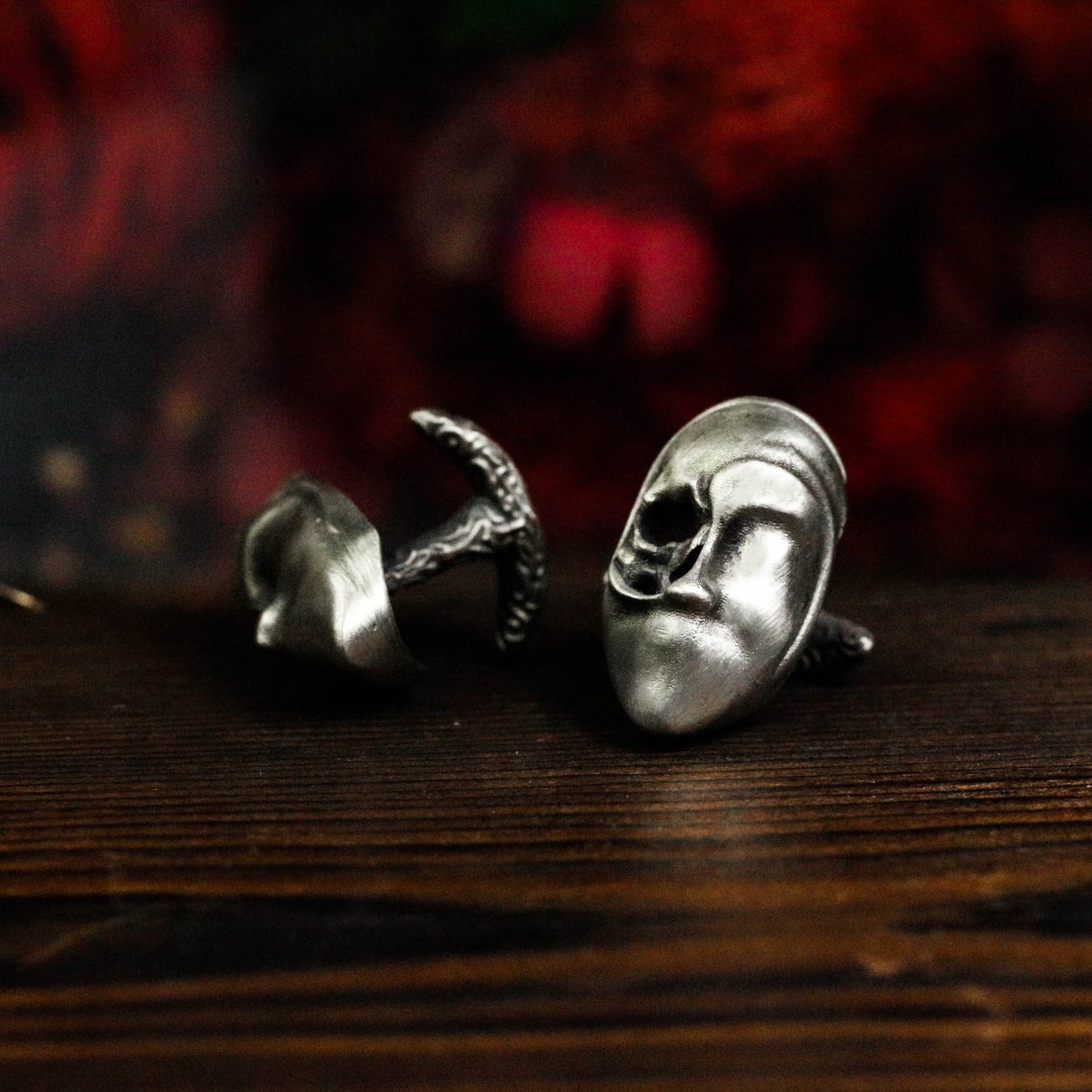 Skeleton Mask Cufflinks, 925 Silver Handmade