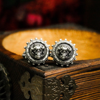 Gear Elf Cufflinks - 925 Sterling Silver Handmade