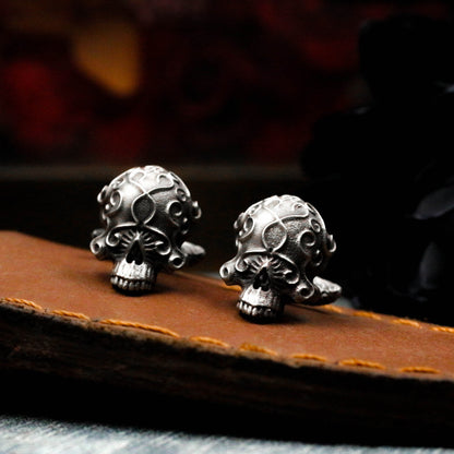 Totem Skull Cufflinks, 925 Silver Handmade
