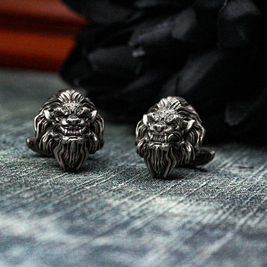 Roaring Lion Cufflinks - 925 Silver Handmade