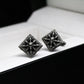 Skull and Spikes Square Cufflinks, 925 Silver Handmade