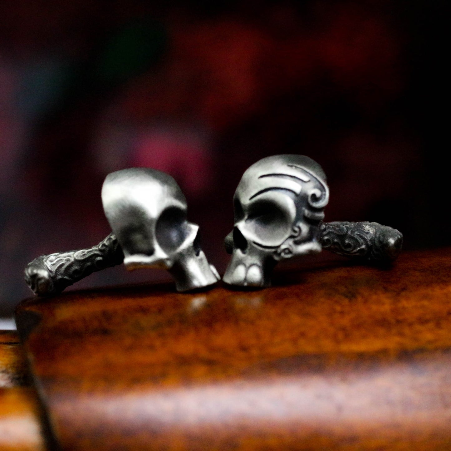 Rune Skull Cufflinks - 925 Sterling Silver Handmade