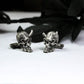 Battle Damaged Ghost Face Cufflinks, Broken Horn Skull - 925 Sterling Silver Handmade