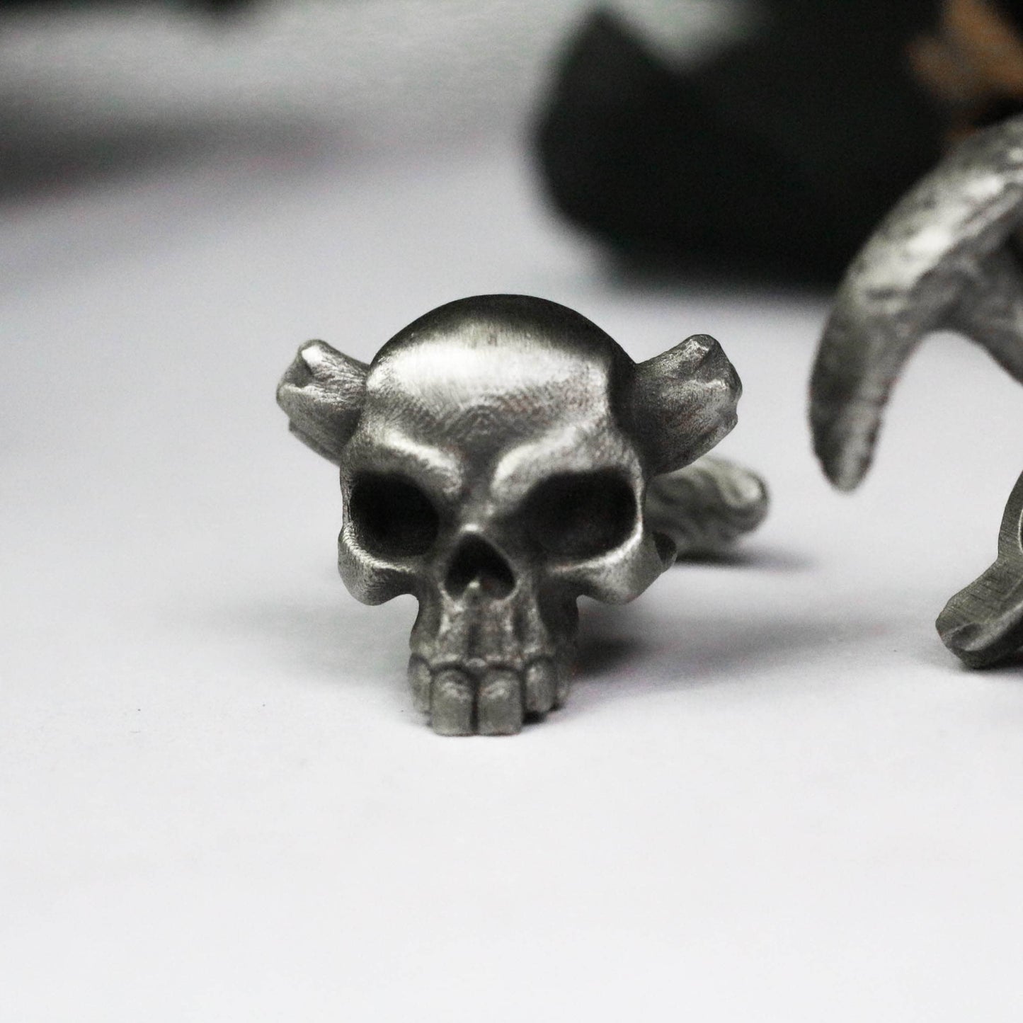 Broken Horn Skull Cufflinks - 925 Sterling Silver Handmade