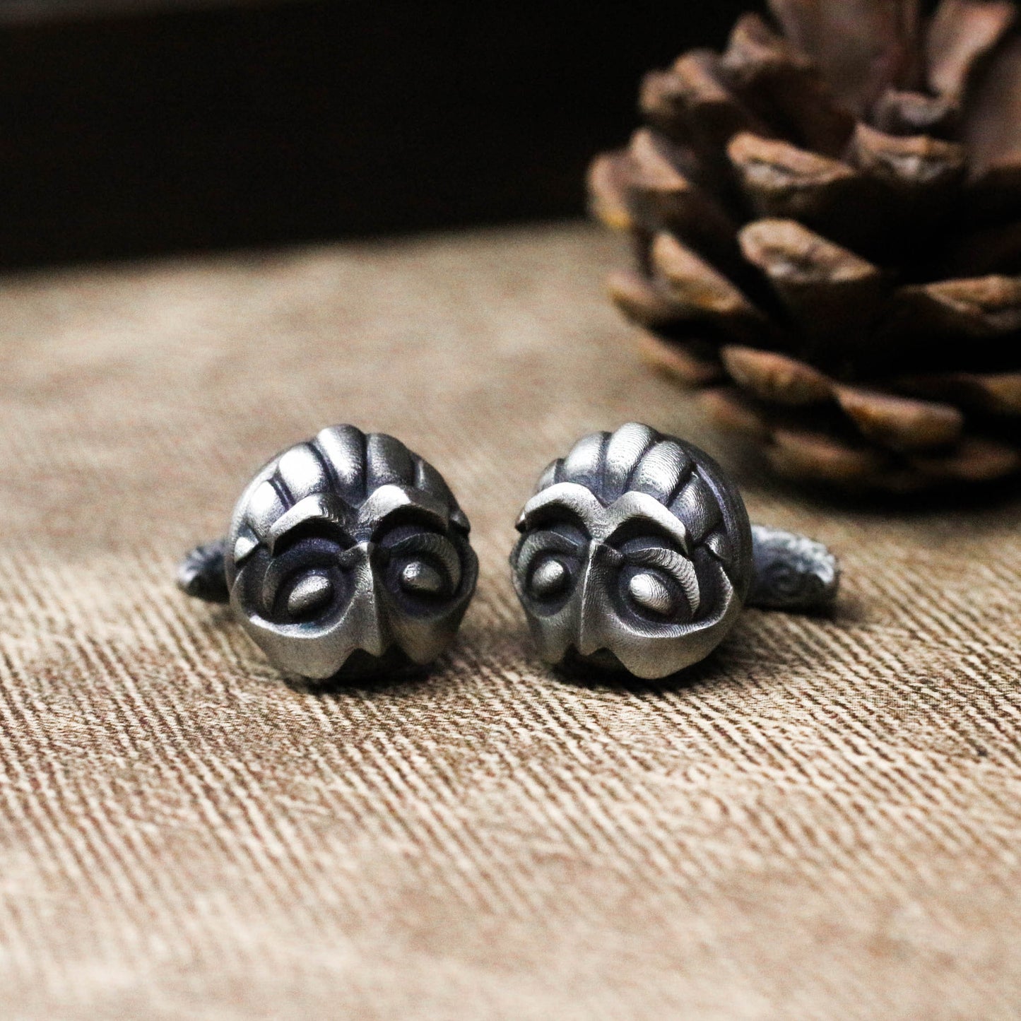 Viking Bearded Warrior Cufflinks - 925 Sterling Silver Handmade