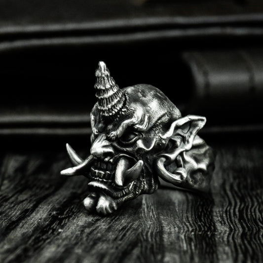 Unicorn Skull Ring with Gothic Twist ¨C 925 Sterling Silver Handmade