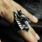 Anubis Ring with Cyber Armor Design - 925 Sterling Silver Handmade
