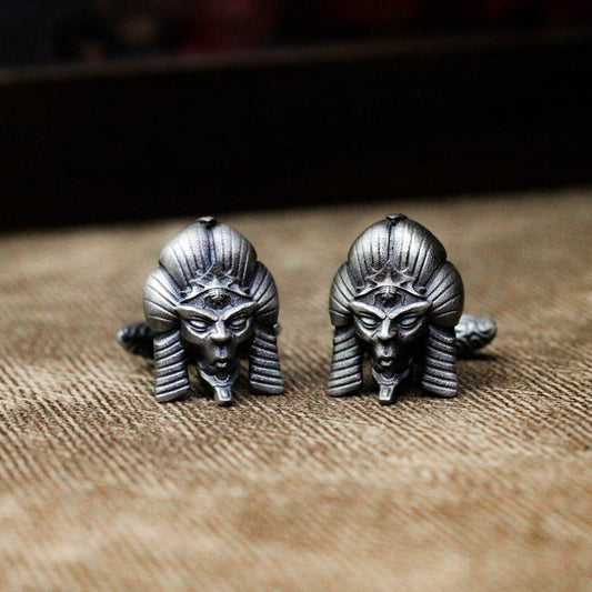 Egyptian Pharaoh Cufflinks - 925 Silver Handmade