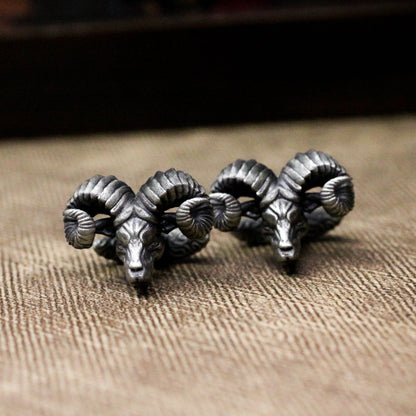 Big Horned Ram Cufflinks - 925 Silver Handmade