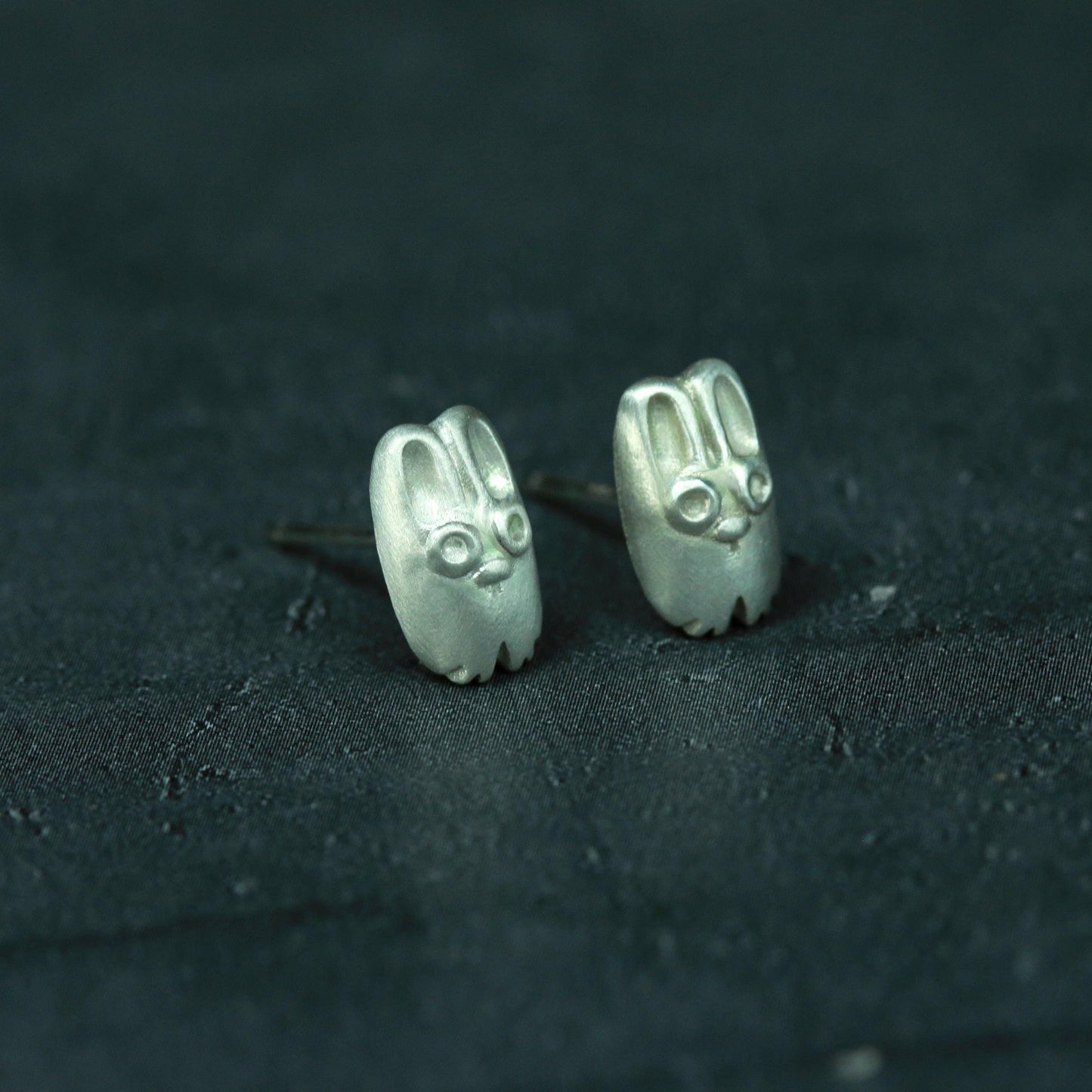 Cute Bunny Stud Earrings - 925 Sterling Silver Handmade