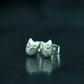 Owl Face Stud Earrings - 925 Sterling Silver Handmade