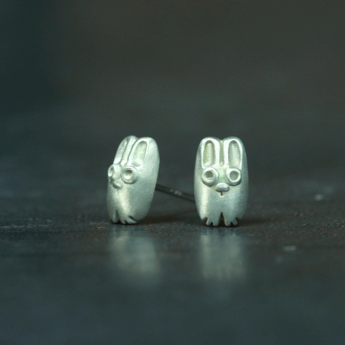 Cute Bunny Stud Earrings - 925 Sterling Silver Handmade