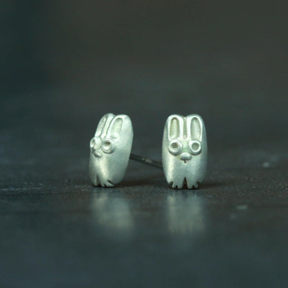 Cute Bunny Stud Earrings - 925 Sterling Silver Handmade
