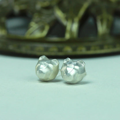 Bear Head Earrings - 925 Sterling Silver Handmade