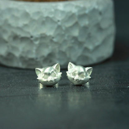Super Cute Kitty Cat Earrings - 925 Sterling Silver Handmade