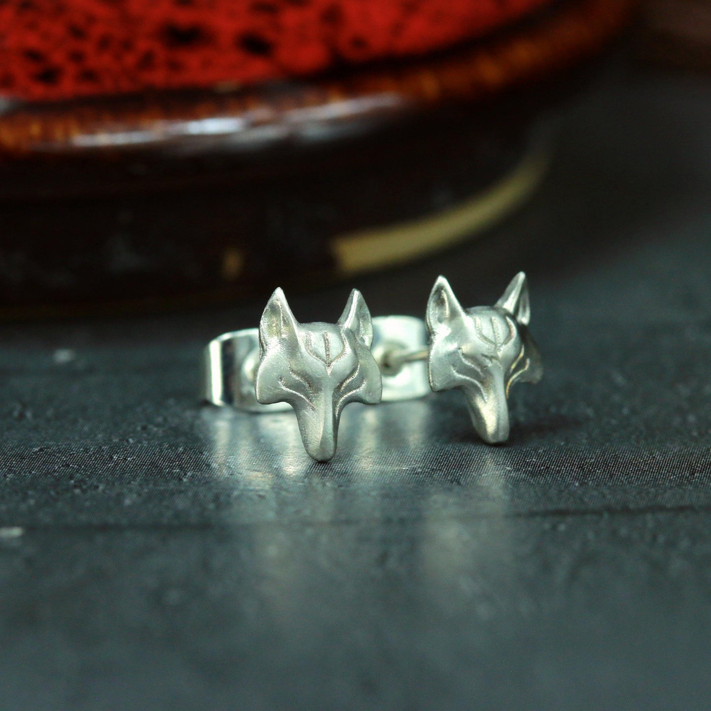 Minimalist Wolf Earrings - 925 Sterling Silver Handmade