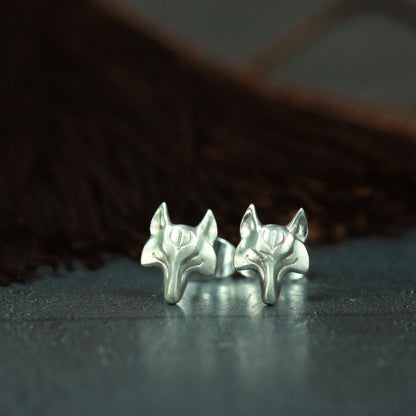 Minimalist Wolf Earrings - 925 Sterling Silver Handmade