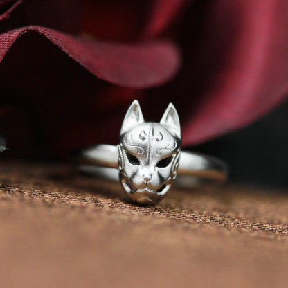 Mystic Cat Mask Ring ââ‚?925 Sterling Silver Handmade Gothic Animal Jewelry