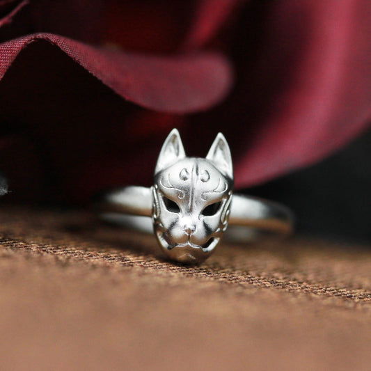 Mystic Cat Mask Ring ââ‚?925 Sterling Silver Handmade Gothic Animal Jewelry