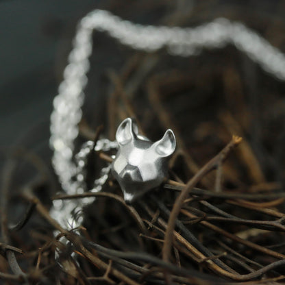 Geometric Fox Pendant - 925 Sterling Silver Handmade