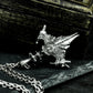 Raven Wing Pendant with Skull Detail - 925 Sterling Silver Handmade
