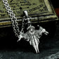 Raven Wing Pendant with Skull Detail - 925 Sterling Silver Handmade