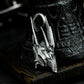 Cyber Horned Skull Pendant with Sharp Crest - 925 Sterling Silver Handmade