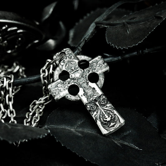 Celtic Cross Pendant - 925 Silver Handmade Gothic Relic