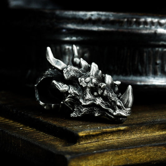 Unicorn Dragon Skull Pendant - 925 Silver Handmade
