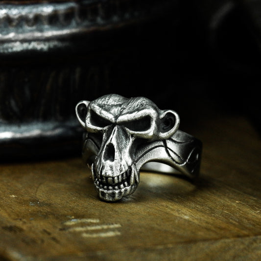 Orangutan Skull Ring - 925 Silver Handmade