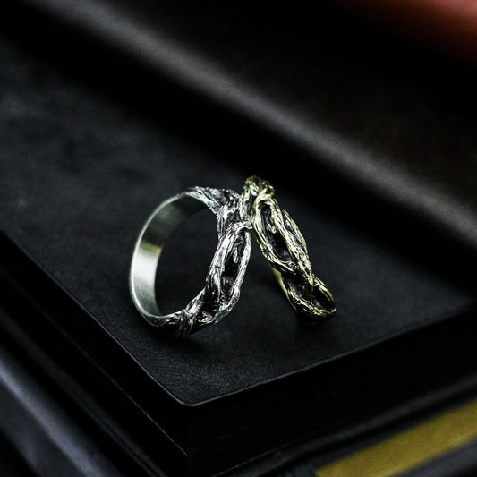 Vine Texture Nature Ring - 925 Silver Handmade