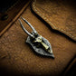 Ram Skull Shield Pendant with Golden Accent - 925 Sterling Silver Handmade