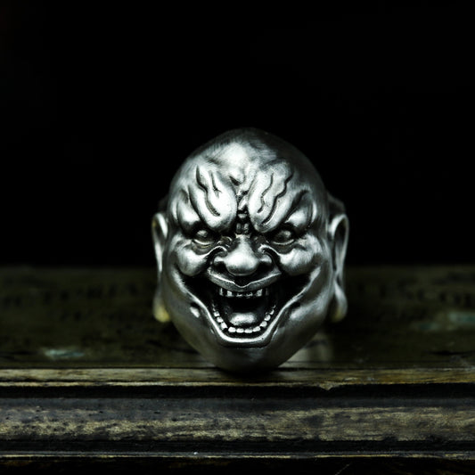 Wicked Buddha Ring ¨C Handmade 925 Silver Gothic Smile Buddha Band