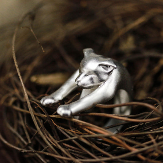 Stretching Cat Ring ââ‚?925 Sterling Silver Handmade Whimsical Animal Jewelry