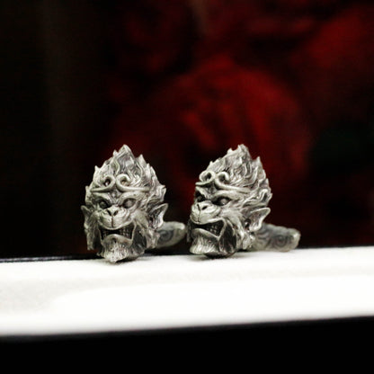 Monkey King Cufflinks - 925 Sterling Silver Handmade