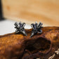 Occult Goat Skull Stud Earrings - 925 Sterling Silver Handmade