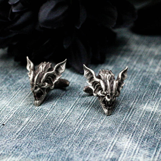 Gargoyle Devil Bat Cufflinks - 925 Silver Handmade