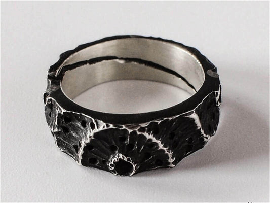 Volcanic Moon Ring - 925 Silver Handmade